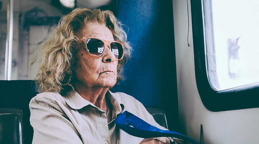 picture of an elderly woman wearing an eyeglass