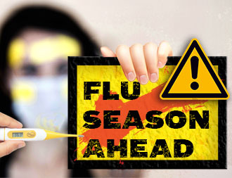 flu season and covid-19 pandemic cover design