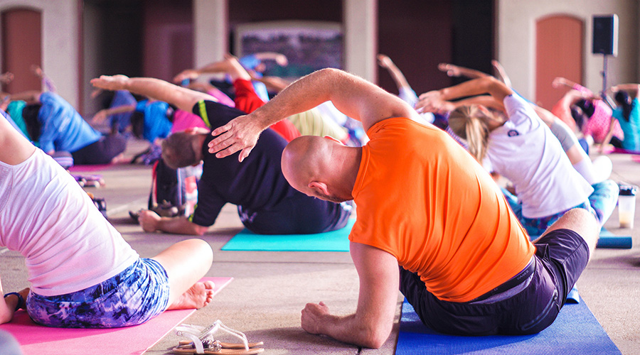 a group of people doing exercise