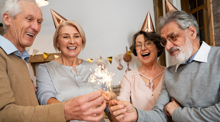 senior people having fun party