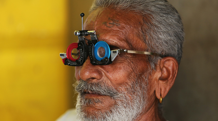 elderly undergoing eye checkup