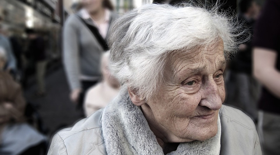 profile of an elderly woman