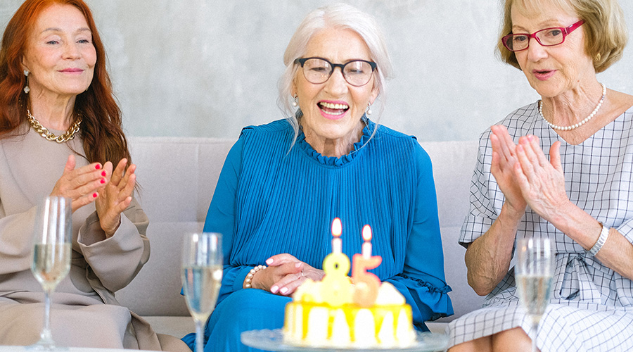 elderly women celebrating birthday