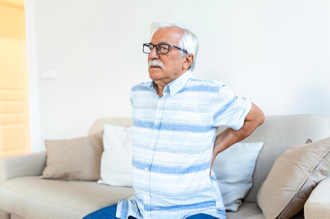 senior man suffering from pain back