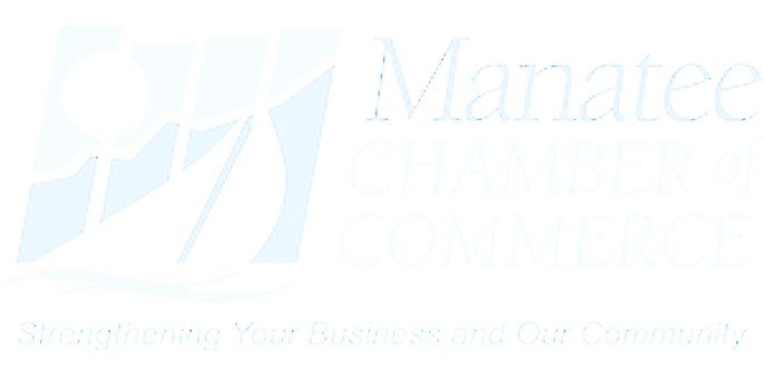 Logo for the Manatee Chamber of Commerce featuring a stylized sailboat next to the organization's name and the tagline Strengthening Your Business and Our Community, emphasizing support for local industries like home care.