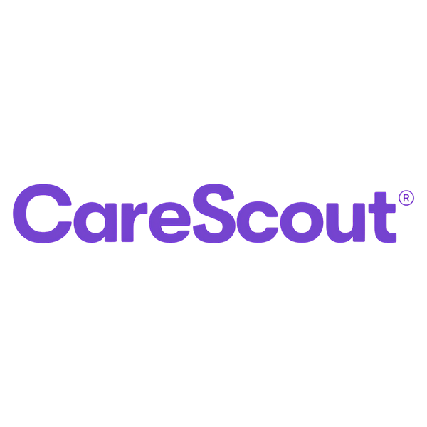 The CareScout logo features the word CareScout in bold, purple letters on a light gray background, reflecting trust and support in home care services.